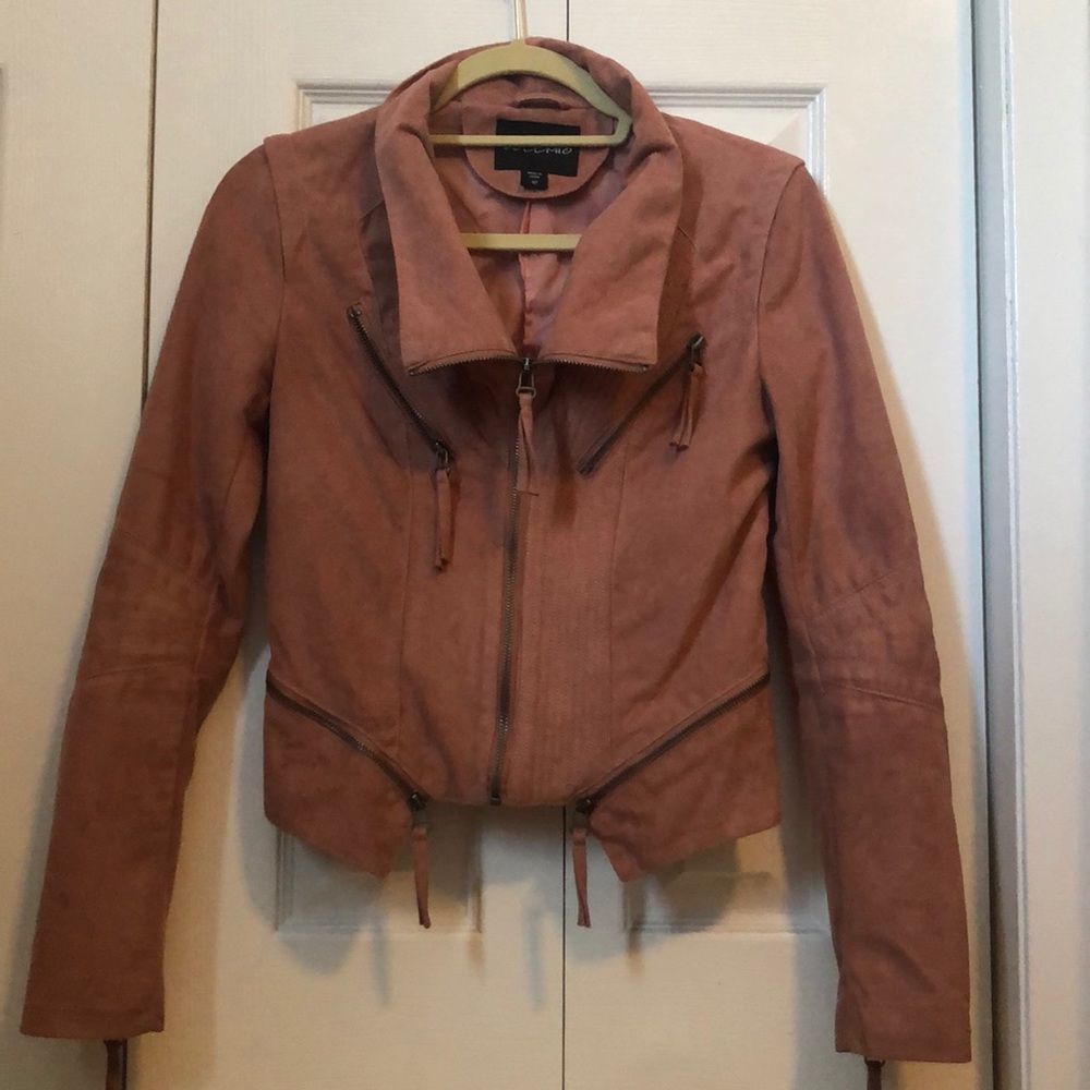 Faux Suede Pink Moto Jacket